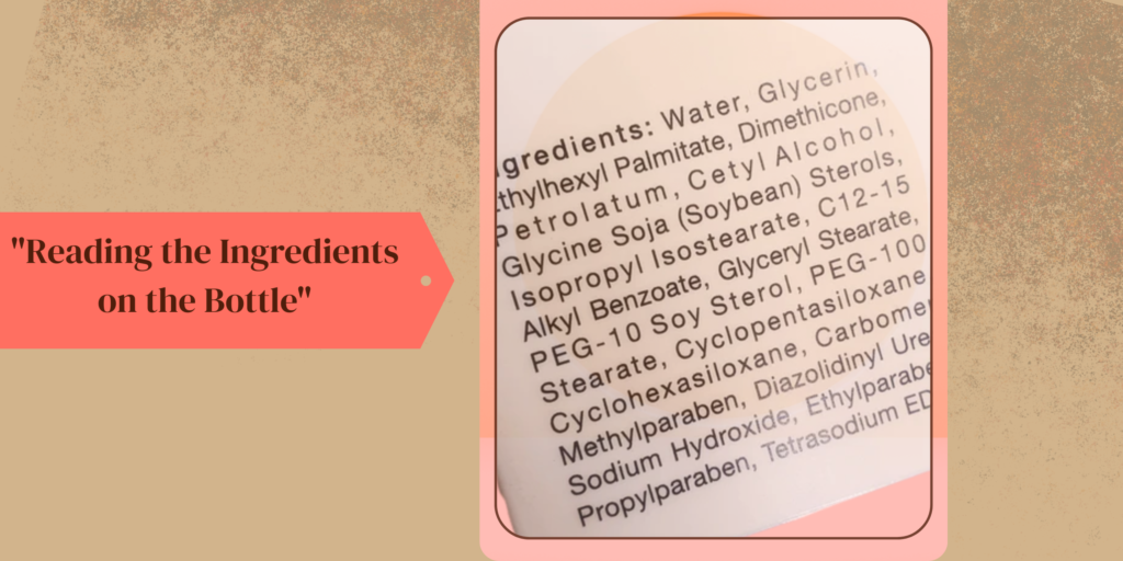 Picture of a cosmetic label showing Ingredients